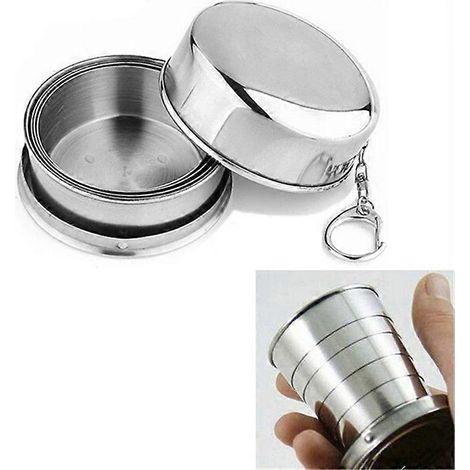 Gobelet pliable télescopique en acier inoxydable de 75 ml, idéal pour les voyages et le camping. (1/5)