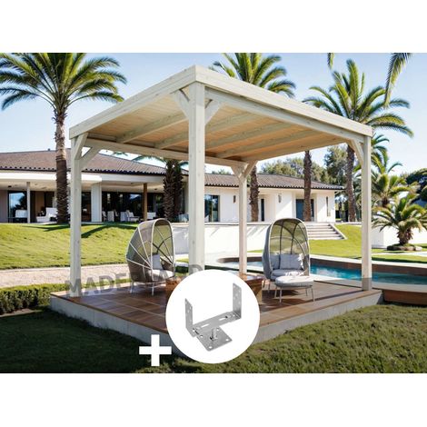 Pergola en bois Strasbourg avec toit 400 x 300 cm + 4 supports - Maderland