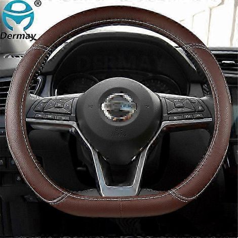 Housse de volant en cuir PU en forme de D pour Nissan Rogue Sport Hybrid 2017-2019 et Qashqai 2019-2020, avec tresse (couleur café). (1/5)