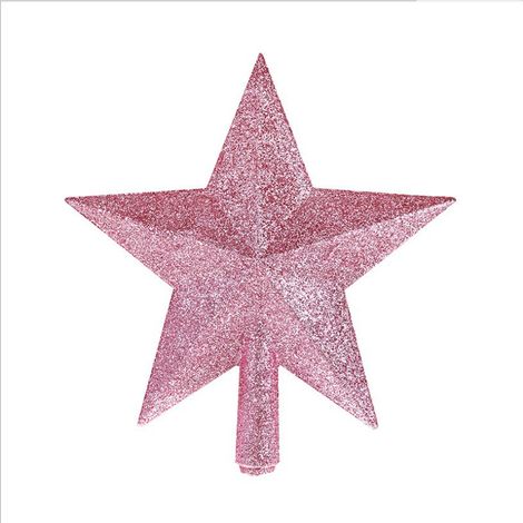 Stella di Natale in plastica da 20 cm, puntale per albero di Natale con stella glitterata per decorazioni natalizie (rosa)
