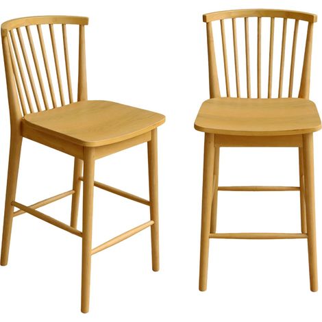 sweeek - 2er-Set Barhocker aus Heveaholz