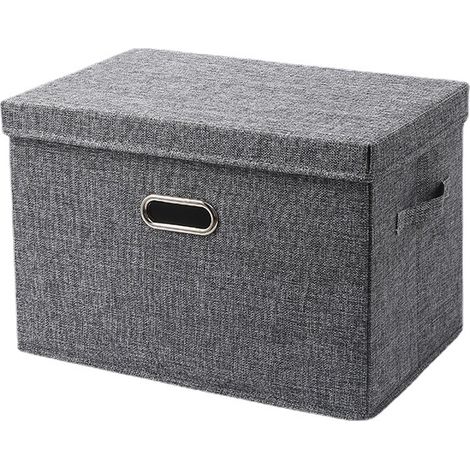 Étagère Panier de Rangement avec Couvercle Boîte à Jouets Boîte de Rangement en Tissu Pliable, Gris, 37x27x26cm, 1 Pièce