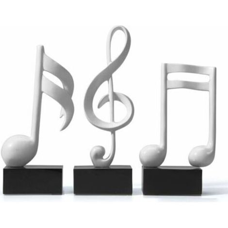 3 figurines décoratives en forme de notes de musique – sculptures modernes en résine blanche idéales pour Noël, anniversaire, cadeau ou décoration de piano (1/5)