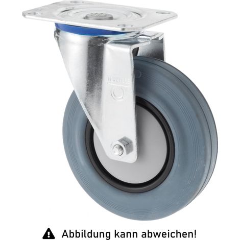 Rollcart TPE-Lenkrolle Ø80x32mm in grau 80kg Tragkraft mit Kunststoff-Felge