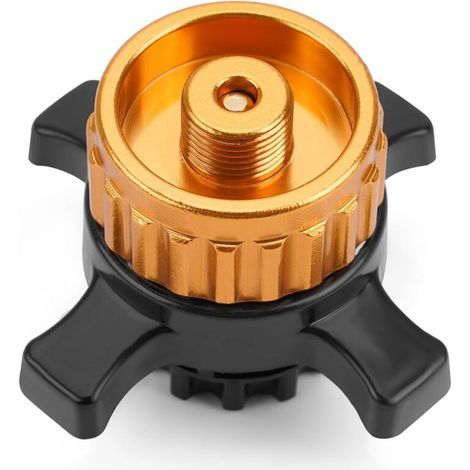 Gas Cartridge Adapter, Bottle Adapter for Easy-Click/CV Gas Cartridges, Conversion from Bayonet Closure to 7/16" Threaded Fitting, Gold, 1 Piece (1/4)