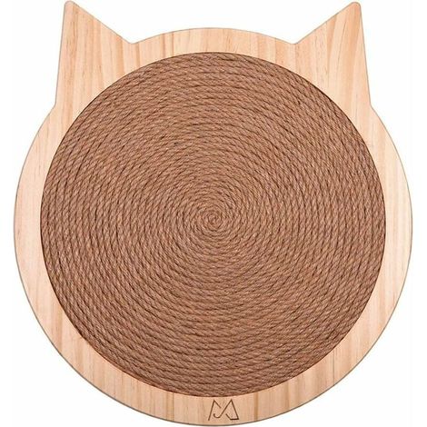 Tiragraffi a forma di gatto per gatti e gattini, in sisal, da parete, con ventose resistenti, in legno massello.
