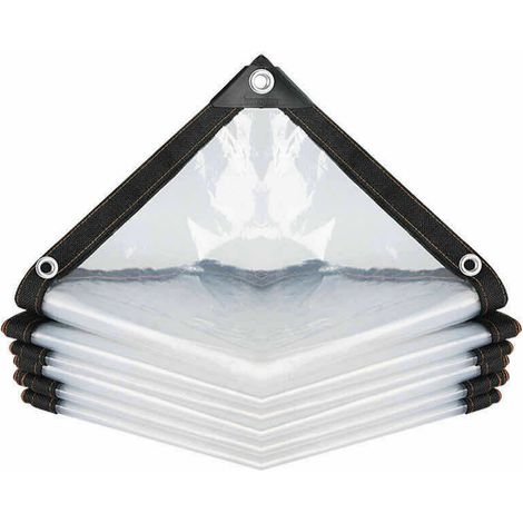 royaluxe -Bâche Transparente Imperméable avec Oeillets, à l'eau en PE Multi-Usage Anti-Pluie Résistante Aux Déchirures Toile de bâche Ultra légère (Color : Clear, Size : 200x200cm) (1/5)