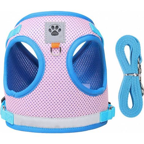 Huissiers De Gilet De Chien Réflexion No-Pull Harness Ant Sangle de poitrine pour animaux de compagnie gilet corde de traction pour chien réfléchissant respirant poitrine et dos de chien(rose) (1/2)