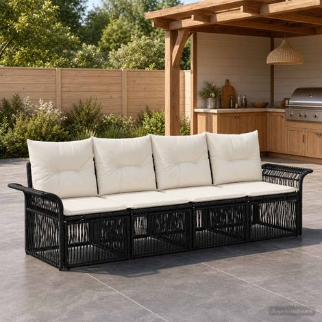 Set divano da giardino modulare in polyrattan con cuscini nero set da 4 - PANGIVO (1/5)