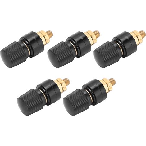 Lot de 5 bornes de connexion en laiton nickelé pour onduleur, destinées aux instruments électroniques et à l'automobile (noir). (1/5)