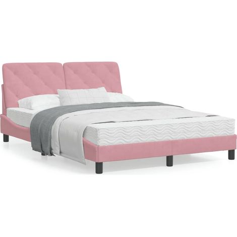 Cadre de lit avec tête de lit Rose 120x200 Velours (1/5)