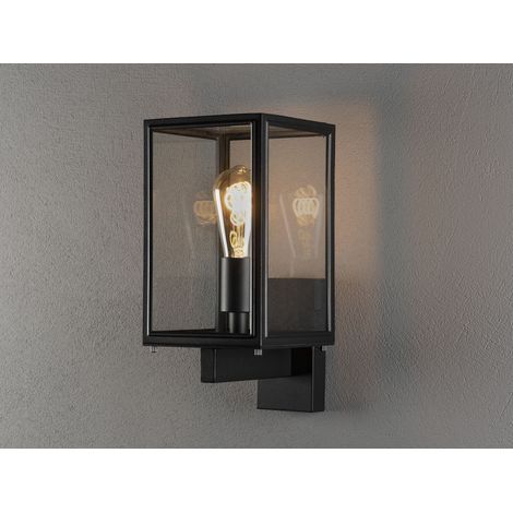 Stehende Außenwandlaterne CARPI Schwarz mit Klarglas, Höhe 33cm (1/5)