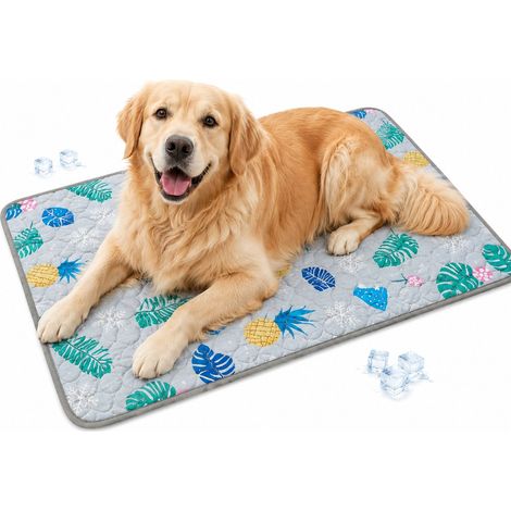 Alfombrilla refrescante premium para perros -XS-4030cm- Manta refrescante lavable - Alfombrilla refrescante de verano antideslizante y resistente a los arañazos - Gris Selva Tropical (1/5)