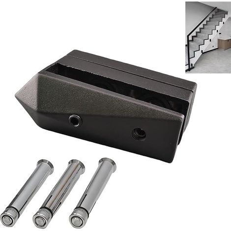 Pince Verre Lourde de Garde-Corps, Support Clôtures en Verre pour la Piscine en Acier Inoxydable, Pince de Fixation latérale pour Verre de Main Courante, Balcon, Rampe d'Escalier (1, Noir) (1/5)