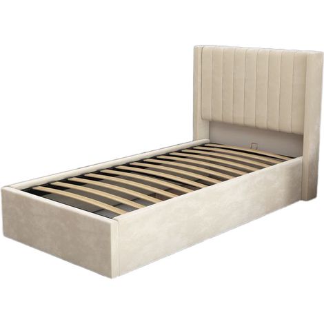 LIT COFFRE CAMILLE en velours BEIGE 90X190CM