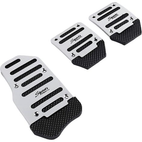 3 piezas de fundas antideslizantes para pedales de acelerador, freno y embrague para coches con transmisión manual (color plata) (1/5)