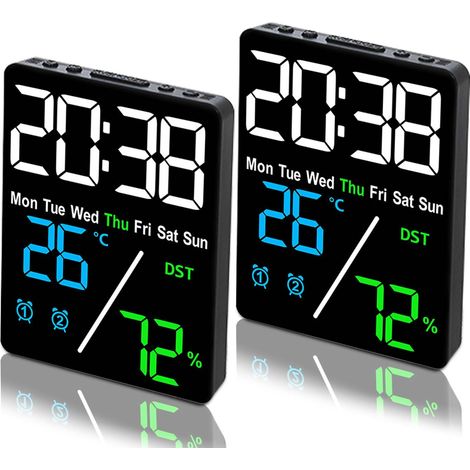 Horloge électronique multifonctionnelle 2 pièces réveil numérique avec affichage de la date de 24 heures affichage de la (1/5)