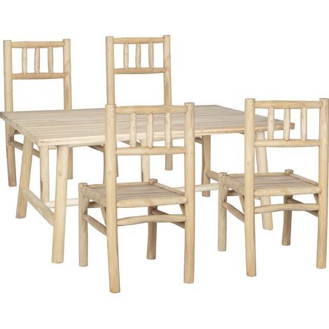 Sala da pranzo da giardino in teak: tavolo L.180 cm e 4 sedie Naturale chiaro - TULUM di MYLIA