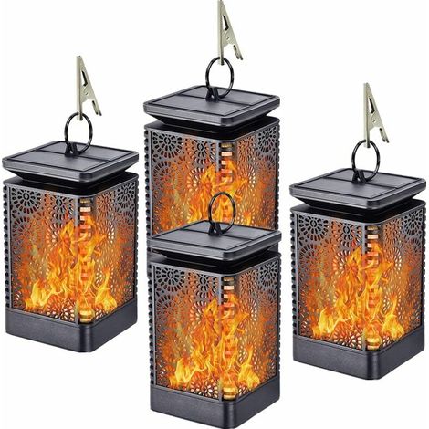 Twinkling Flame Waterproof Outdoor Lantern Hanging Lantern Landscape Patio Backyard Garden Decor 2PC