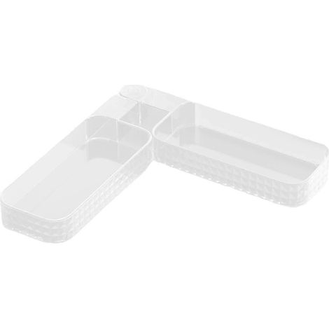 Étagère d'angle de douche, facile à utiliser à l'intérieur de la douche, pochette de rangement robuste et antirouille, idéale pour les hôtels, les cuisines, les salles de bain et les dortoirs.-Clear (1/5)