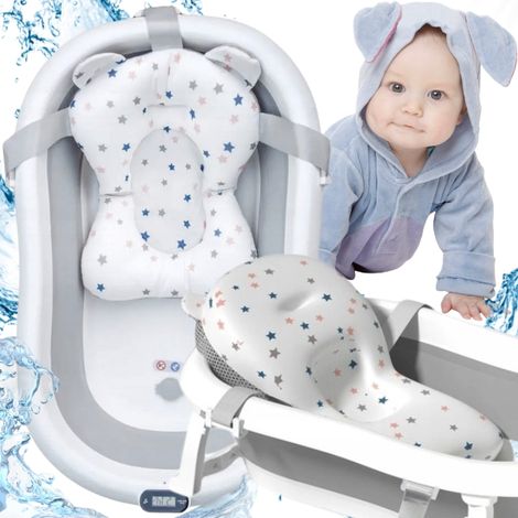 Bañera plegable para bebés, termómetro de silicona, almohada LCD (1/5)