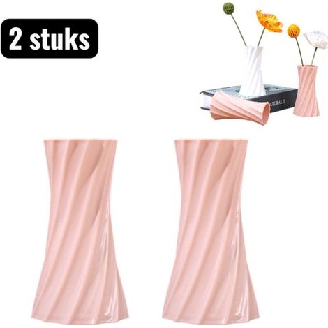 pièces - Vase - Vase Art Plastique - Style Mini Vases Plastiques - Arrangements Fleurs Séchées Créatifs - Décoration Fleurs Artificielles pour Maison - Accessoires Salon - Rose (1/5)