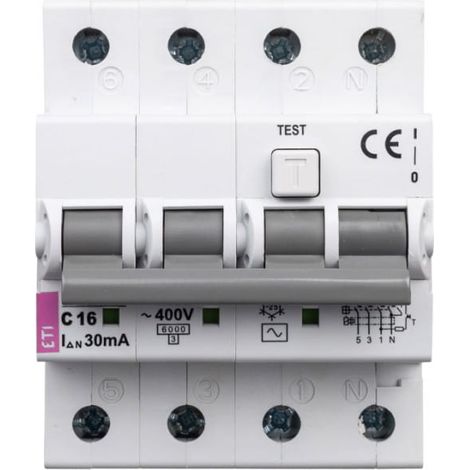 Disjoncteur différentiel 4P 16A C 0,03A type AC KZS-4M 002174024