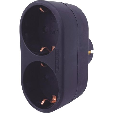 Ladro a doppia uscita (3680W massimo) realizzato in polipropilene nero