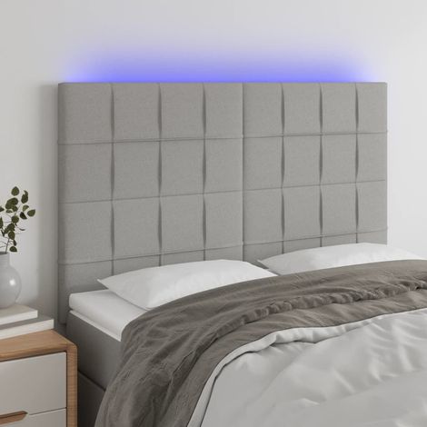 Tête de lit à LED Gris clair 144x5x118/128 cm Tissu vidaXL (1/5)