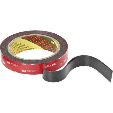 3M – Ruban adhésif double-face VHB 5952F noir – Dimensions 3 m x 19 mm – Adhésif acrylique haute performance pour surfaces peintes et plastiques (1/4)