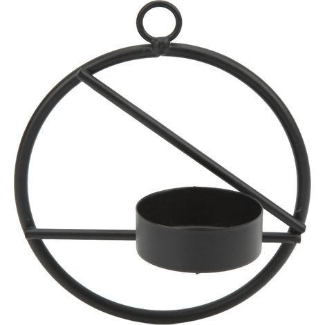 Bougeoir noir moderne minimaliste en métal rond, bougeoir mural suspendu, décoration murale, cadeau. (1/5)