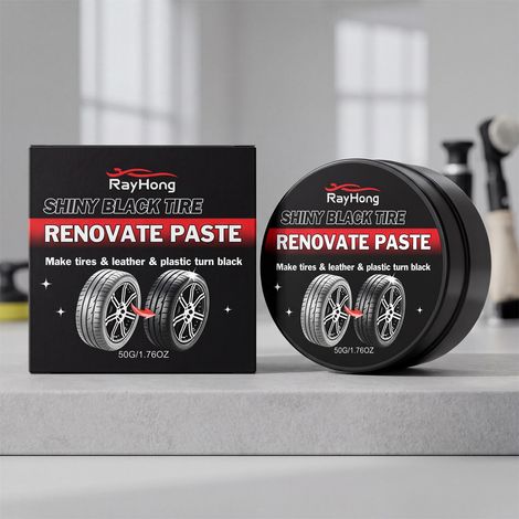 Black tire polishing compound for wheel refurbishment, cleaning, easy wiping, tire protection, and shine enhancement suitable for multiple scenarios -- 50g