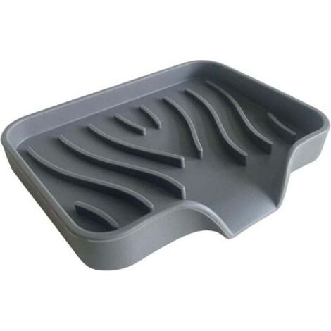 Support à savon en silicone haute qualité avec design antidérapant et système d’évacuation de l’eau – couleur gris (1/4)