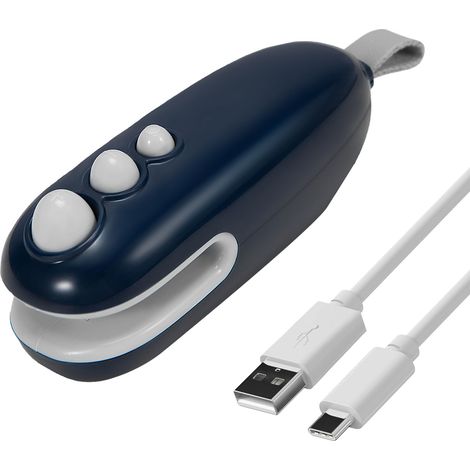 Mini sigillatrice per sacchetti, sigillatrice termica e taglierina 2 in 1, sigillatrice per sacchetti portatile ricaricabile tramite USB-C, sigillatrice sottovuoto per sacchetti di patatine (blu)