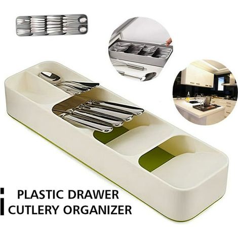 Drawer Cutlery Organizer Tray Kitchen Storage Holder Rack for Cutlery Silverware Compact Cutlery Tray Spoon Cutlery Box (1/4)
