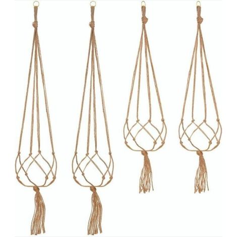 Set of 4 Macrame Plant Hangers Rope Hanging Pot Holder Plant Hanger Indoor Outdoor Garden Decoration with - 2 pieces 105 cm and 2 pieces 90 cm, 4 feet MUMU