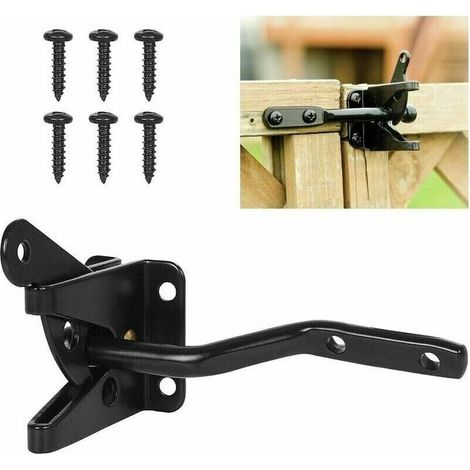 Black automatic door lock, automatic garden lock, latch with 6 screws for patio/garden/gate (1/4)