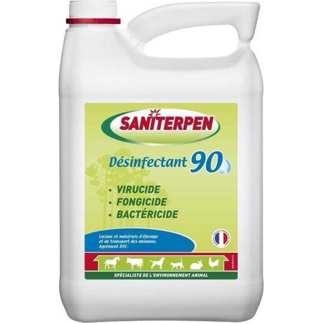 SANITERPEN 90 5L - Disinfettante per habitat animali, veicoli, attrezzature, odore neutro -