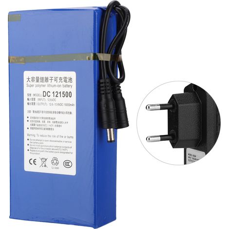 Batterie Lithium Polymère 15000mAH Grande Capacité DC 12V 15A avec Alimentation Secteur EU 110-240V (1/5)