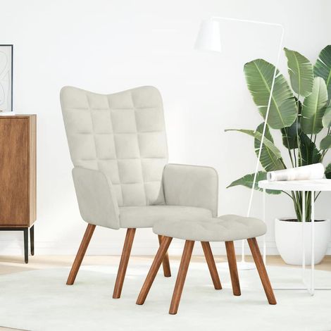 Maison Exclusive - Relaxsessel mit Hocker Creme Samt