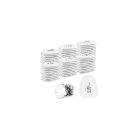 Lot de 60 filtres en coton 3M, filtre pour masque complet, filtre à insertion 5n11 CN, filtre en coton pour filtres 6000, 6200, 6800, 7501, 7502, FF402 (blanc) (1/4)