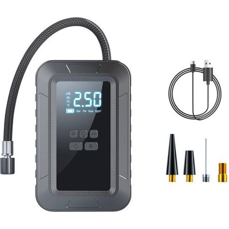 Mini compressore d'aria cordless Toivize da 150 PSI con display digitale, modalità multiple, spegnimento automatico, batteria da 4000 mAh, luce LED e funzione power bank. (1/5)