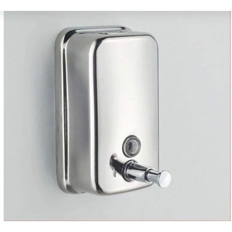 Dispenser di sapone manuale a parete (500 ml) in acciaio inox 18/10 (argento) (1/5)