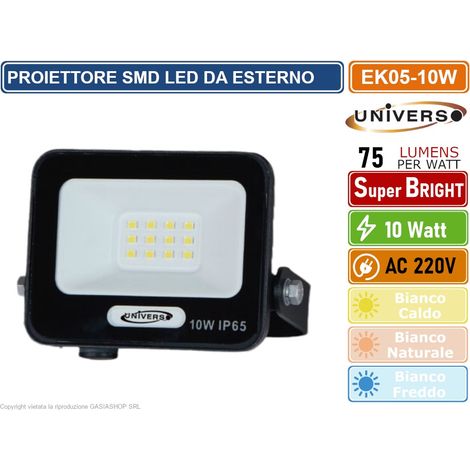 UNIVERSO EK05-10W-N FARO PROIETTORE SMD LED FLOODLIGHT 10W SLIM IP65 COLORE NERO - 3000K 4000K 6500K - Colore Luce:Bianco Caldo (1/3)