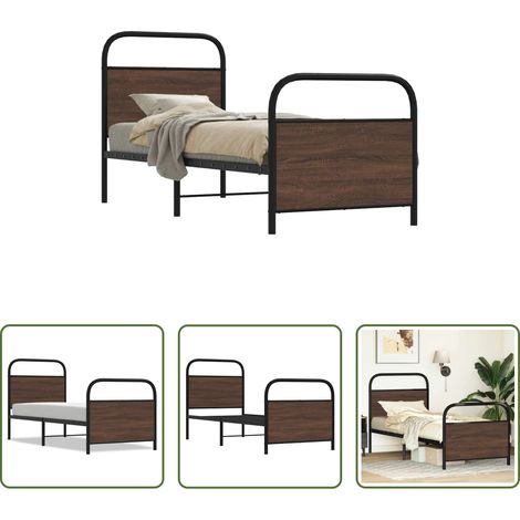 Cadre de lit - Cadre de lit sans matelas 75x190cm chêne marron bois ingénierie (1/5)