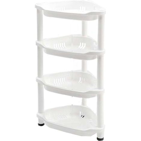 Étagère de douche d\\'angle antirouille en plastique ABS – 4 niveaux – Dimensions 77x37x26 cm – Installation facile sans outil (1/5)