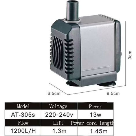 Pompe submersible, petite pompe de circulation ultra-silencieuse pour l'échange d'eau (AT-305S, 13W) (1/5)