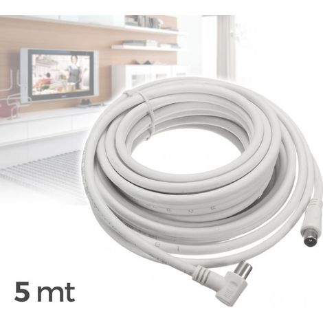 029480 câble de 5m pour une connexion coaxiale d'antenne TV mâle-femelle