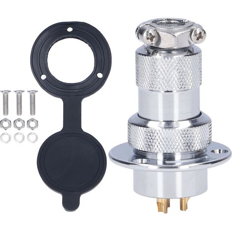 Connecteur fiche aviation 15 pièces, prise ronde à bride métallique, adaptateur fil 15A 250V 25mm, type BEM25‑3Y (3 broches) (1/5)