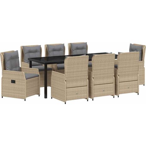 Maison Exclusive - Set da Pranzo per Giardino 9 pcs Beige e Grigio Chiaro